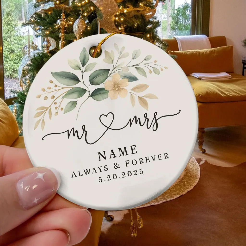 Personalized Mr and Mrs Ornament Ceramic