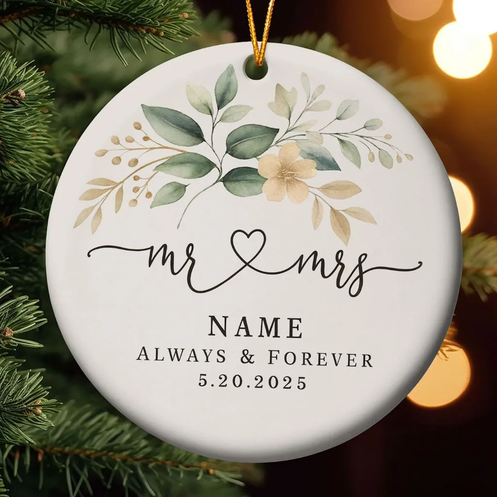 Personalized Mr and Mrs Ornament Ceramic