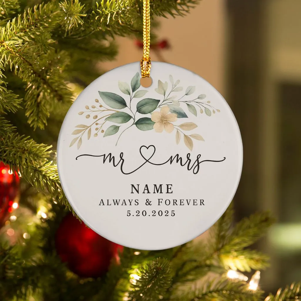 Personalized Mr and Mrs Ornament Ceramic