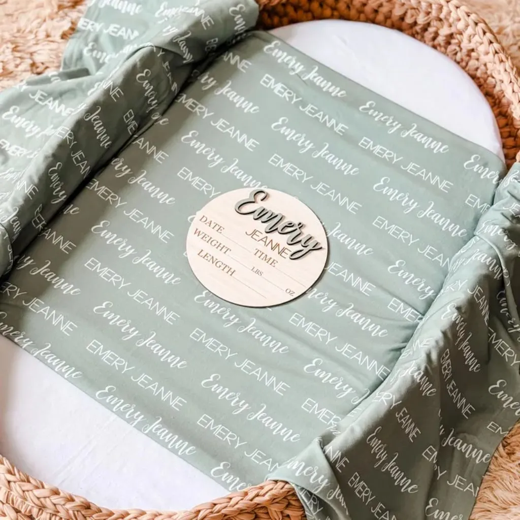 Personalized Newborn Name Swaddle Blanket | Custom Baby Gift | Soft Organic Cotton