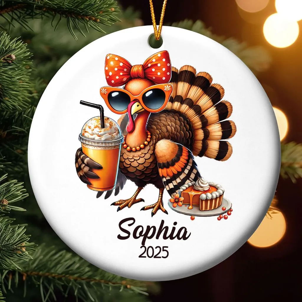 Personalized Turkey Chicken Christmas Ornament