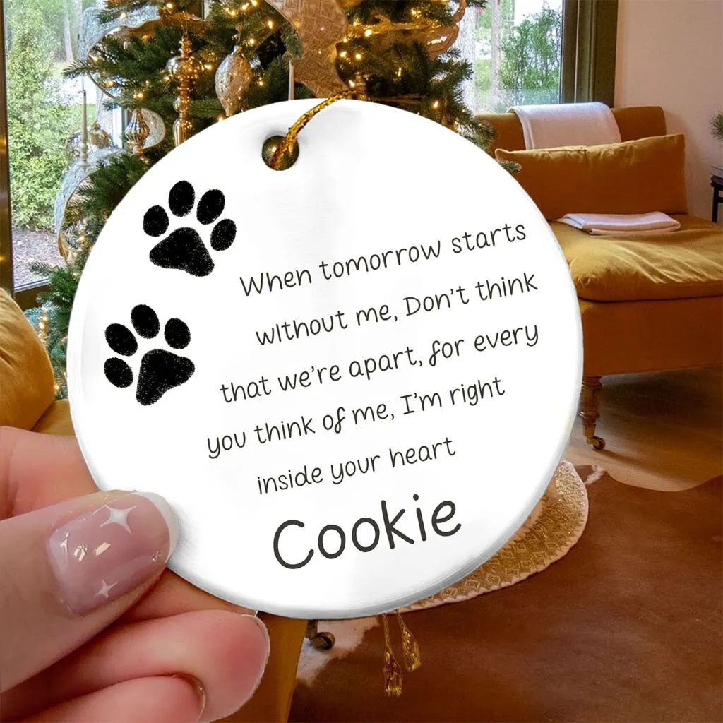 Pet Paw Bauble With Memorial Ornament