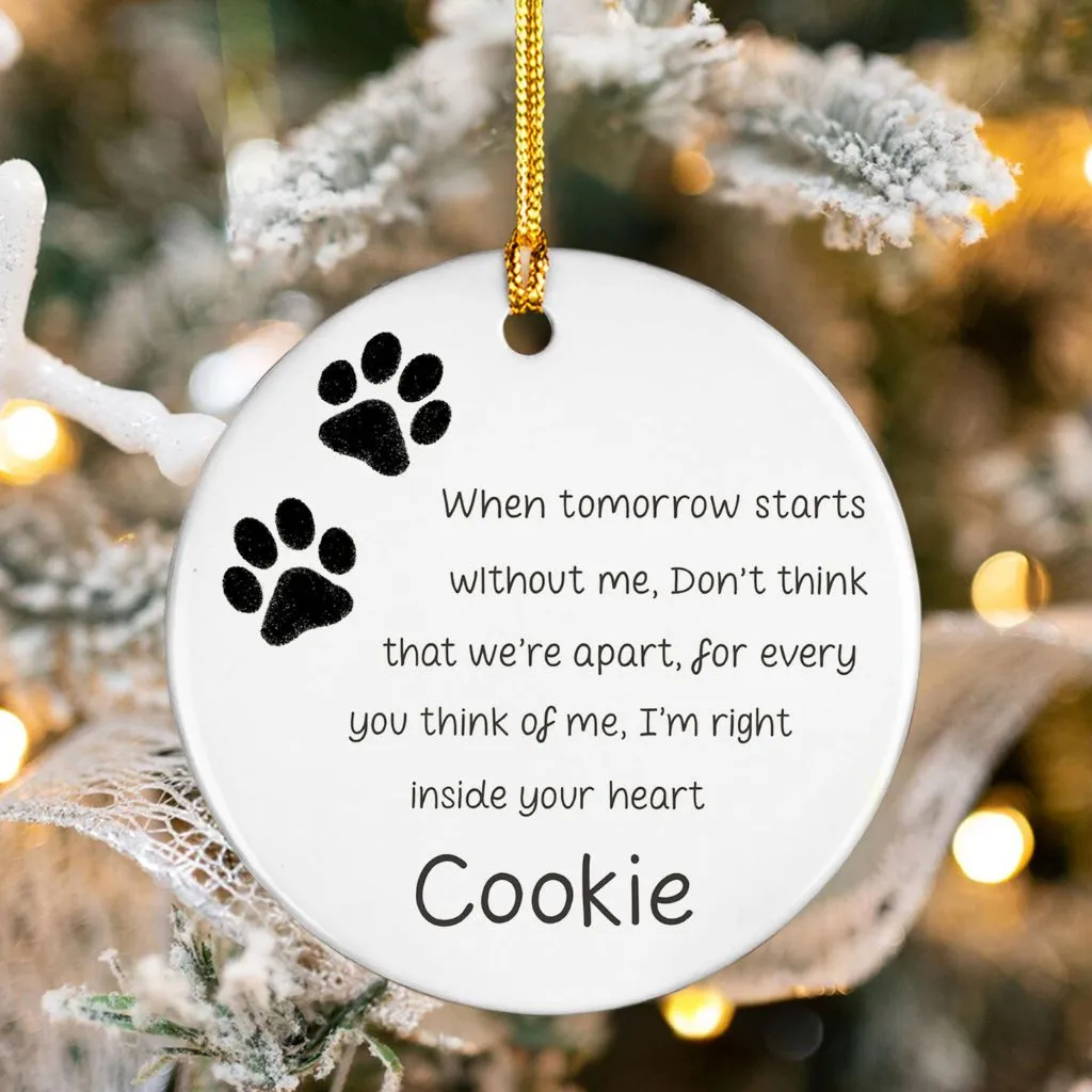 Pet Paw Bauble With Memorial Ornament