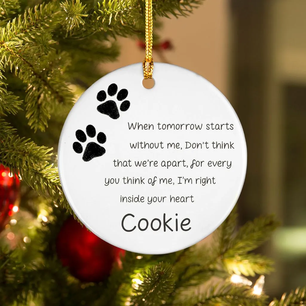 Pet Paw Bauble With Memorial Ornament