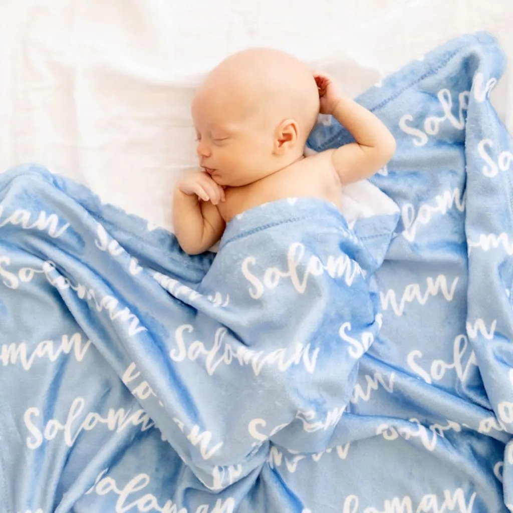 Plush Minky Personalized Baby Name Blanket | Custom Embroidered Gift | Soft Newborn Keepsake