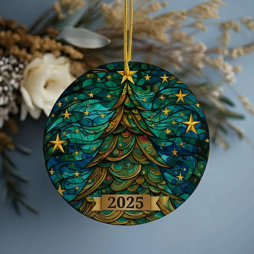 Stained Ceramic Holiday Ornament