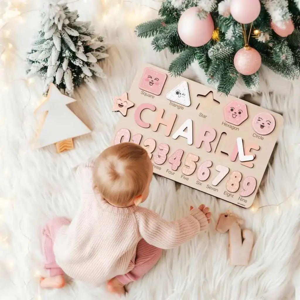 Wooden Busy Board Puzzle | Engaging Sensory Toy & Personalized First Birthday Gift | Montessori Learning Toddler Activity