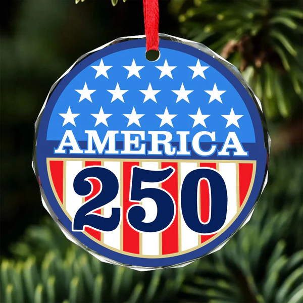 1776 Forever Free Glass Ornament | American Flag 250th Anniversary Commemorative Gift