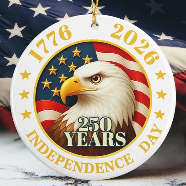 250 Years Independence Day Bald Eagle Ornament | Commemorative Patriotic Keepsake 1776–2026