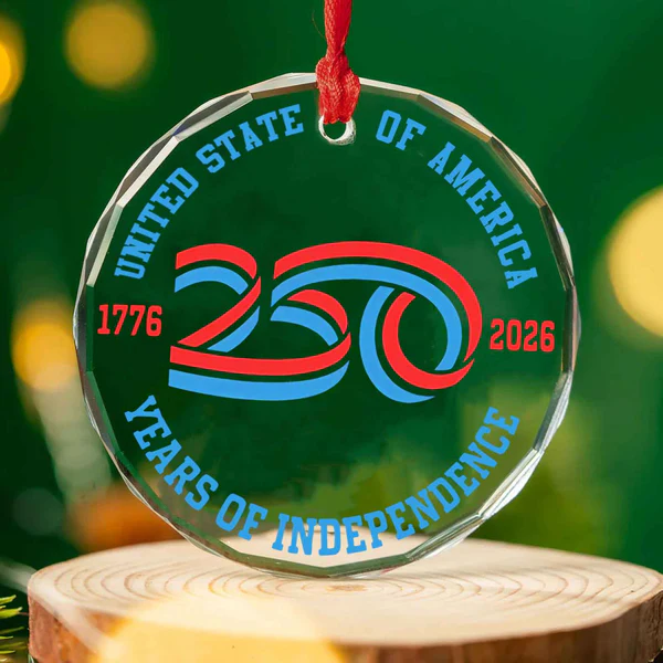 250th Anniversary Crystal Ornament | 1776-2026 Semiquincentennial Gift | US Independence Day Decor