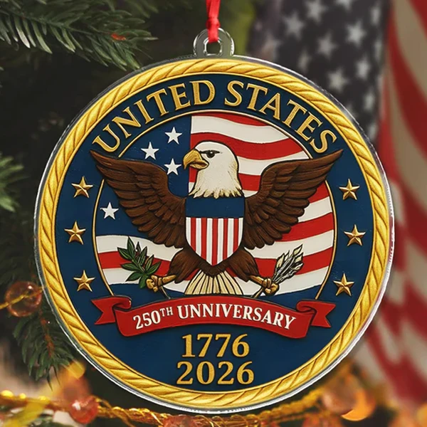USA Great Seal Ornament 250th Anniversary 1776-2026 | Patriotic Bald Eagle Commemorative Keepsake | American History Collectible.