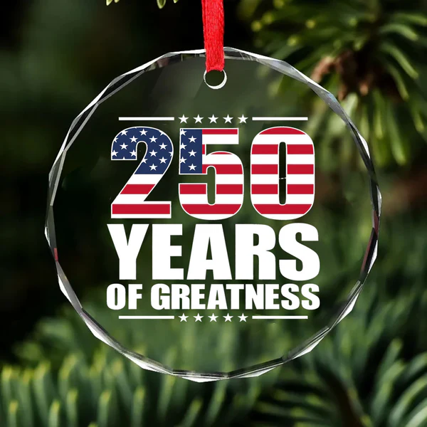 American Greatness Glass Decor | July 4th Independence Day Ornament | Red White Blue Theme