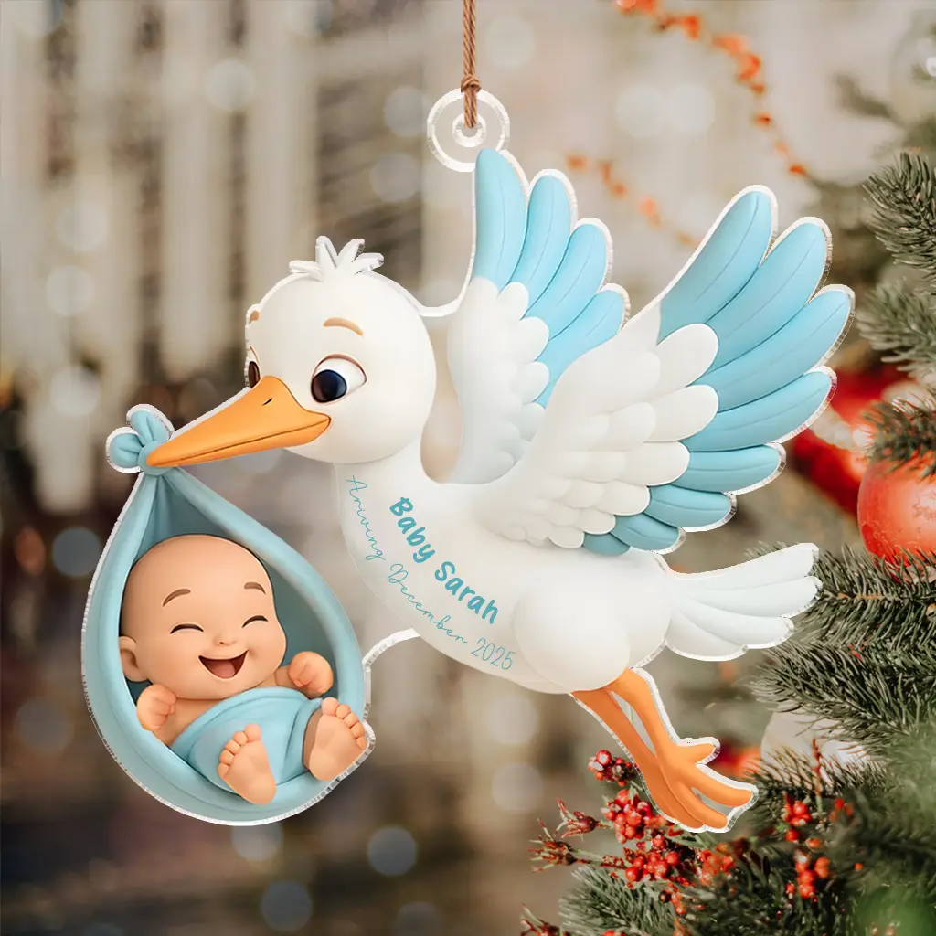 baby boy arrival ornament
