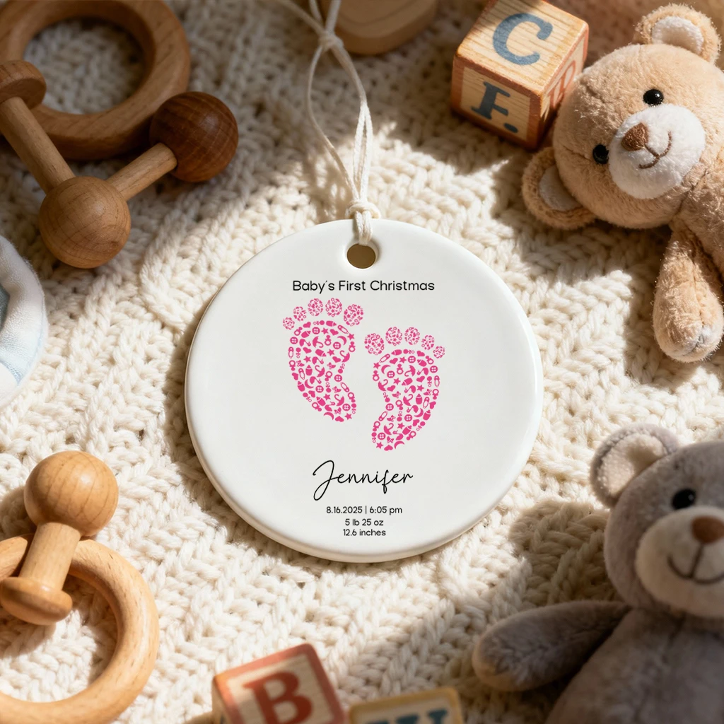 Baby First Christmas Footprint Ornament