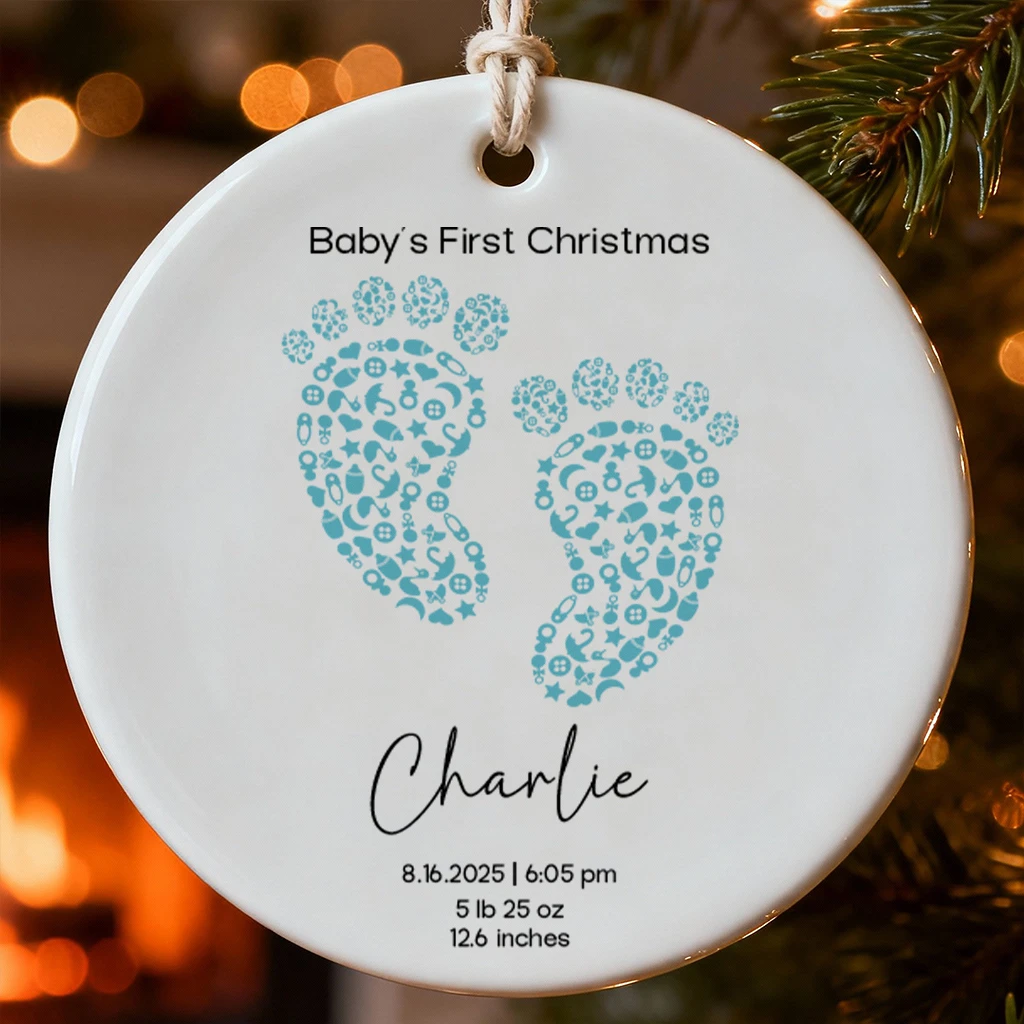 Baby First Christmas Footprint Ornament