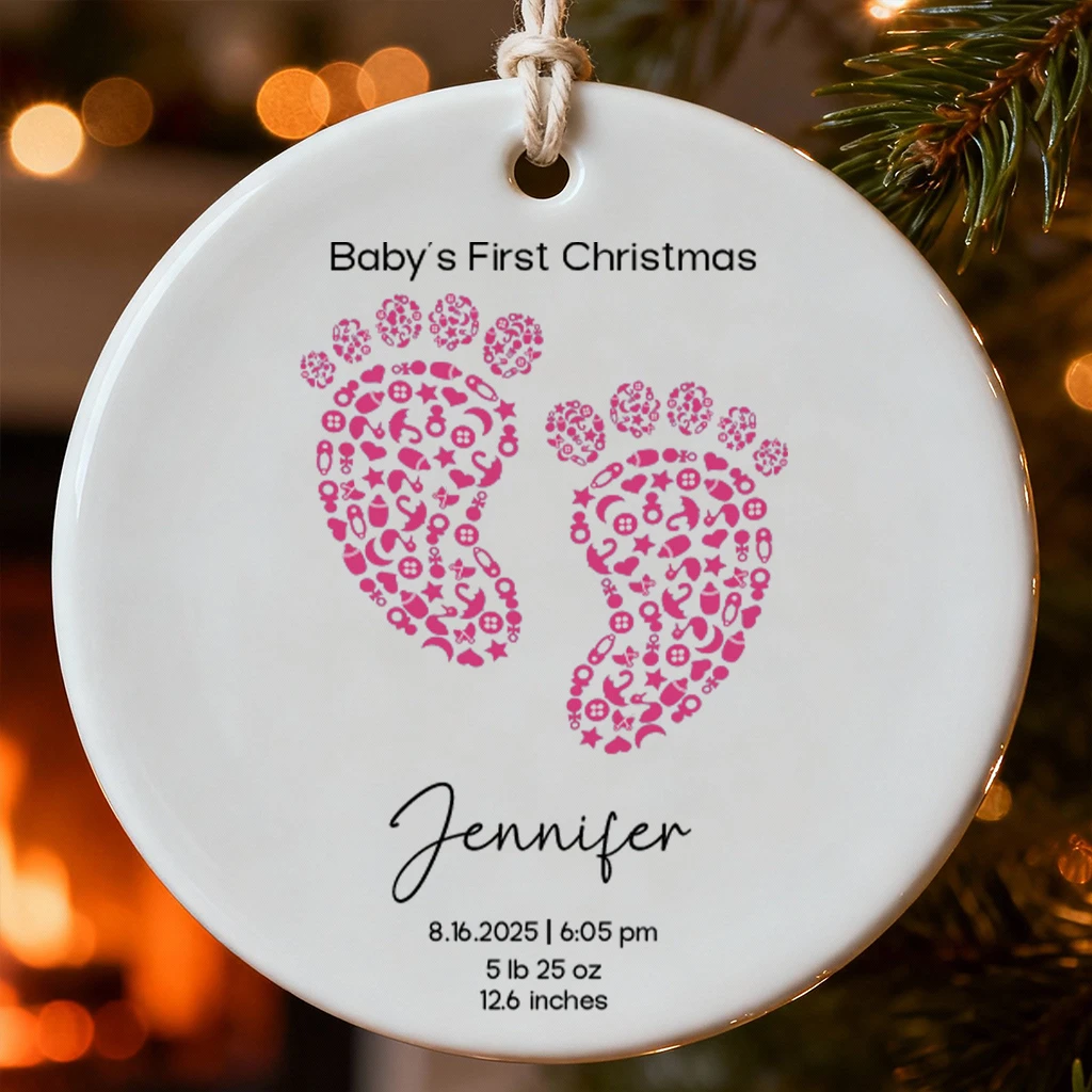 Baby First Christmas Footprint Ornament