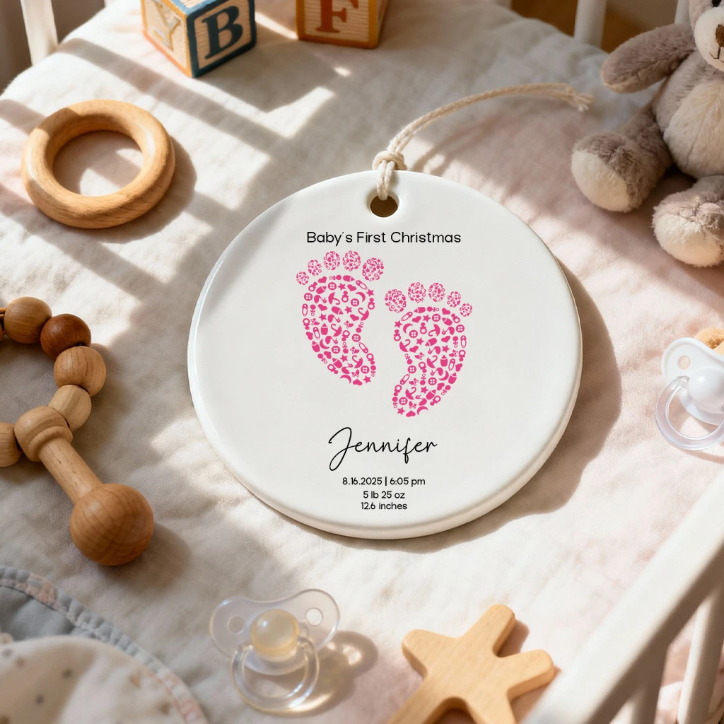 Baby First Christmas Footprint Ornament