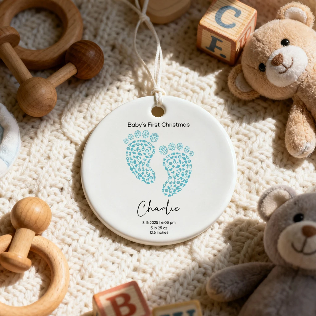 Baby First Christmas Footprint Ornament