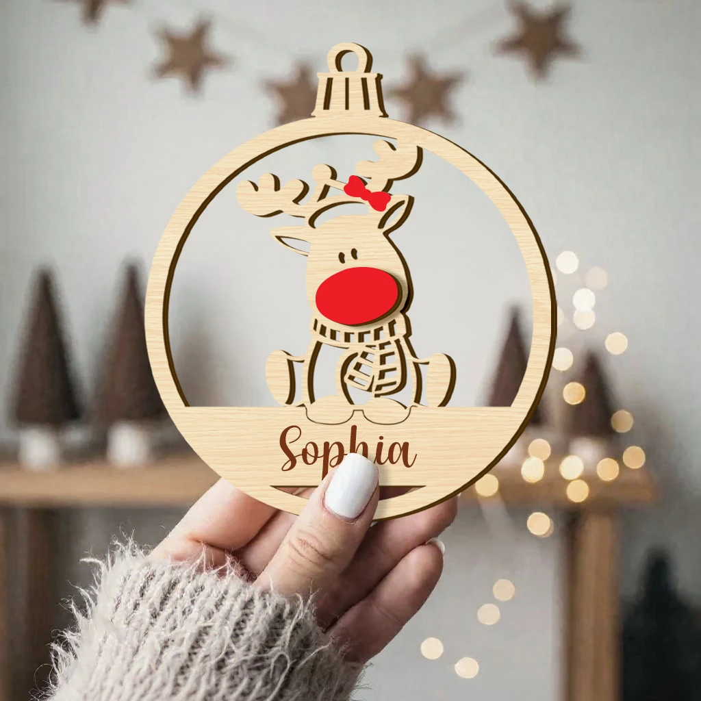 Baby Girl First Christmas Rudolph Ornament