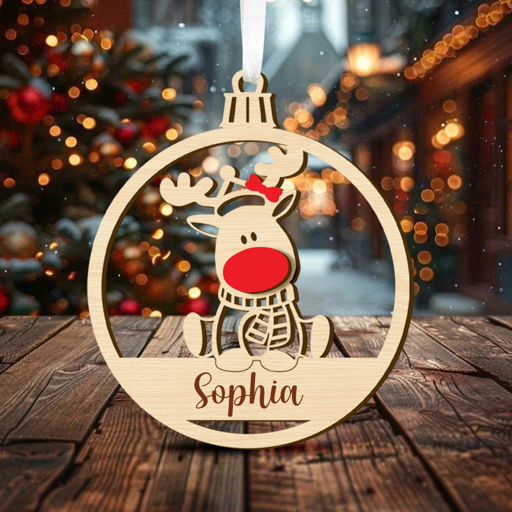 Baby Girl First Christmas Rudolph Ornament