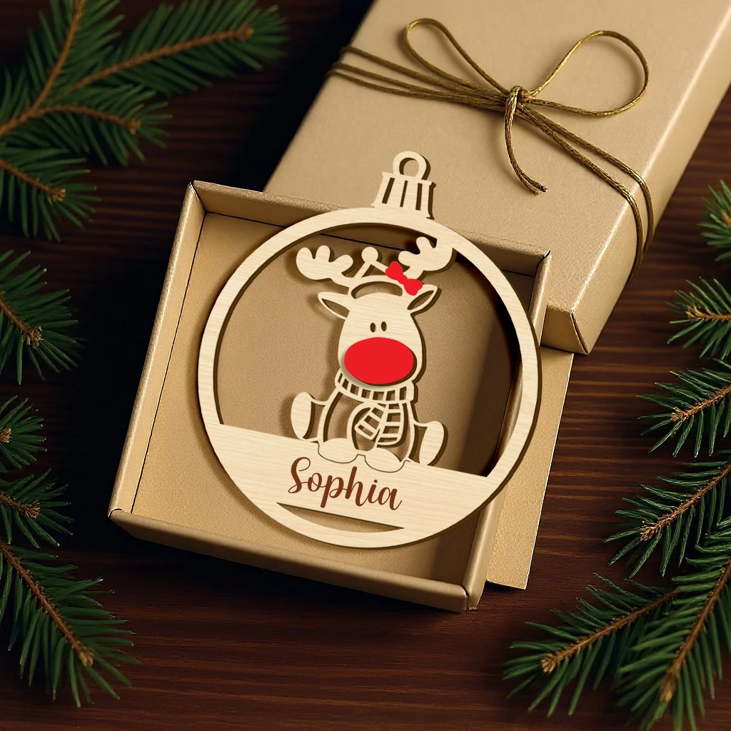 Baby Girl First Christmas Rudolph Ornament