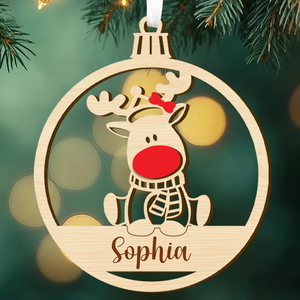Baby Girl First Christmas Rudolph Ornament
