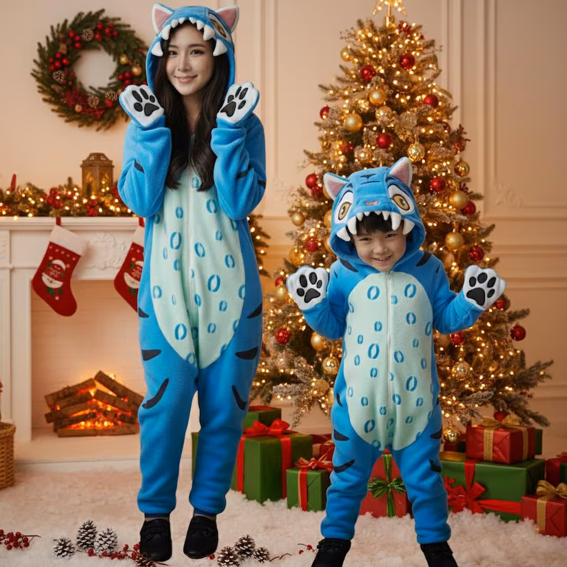 Derpy Tiger Matching Outfits – Family Onesie Pajama Sets for Adults & Kids 2025