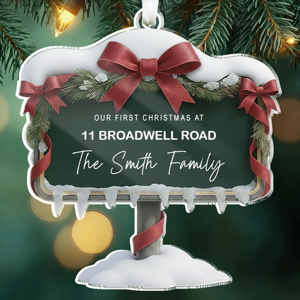 Chalkboard Street Sign First Christmas Ornament | Celebrate Your First Holiday at a New Home