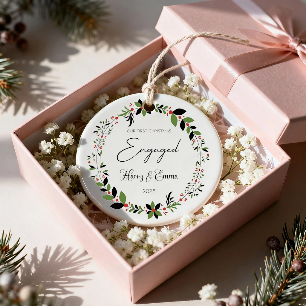 Christmas Berries Engagement Ornament