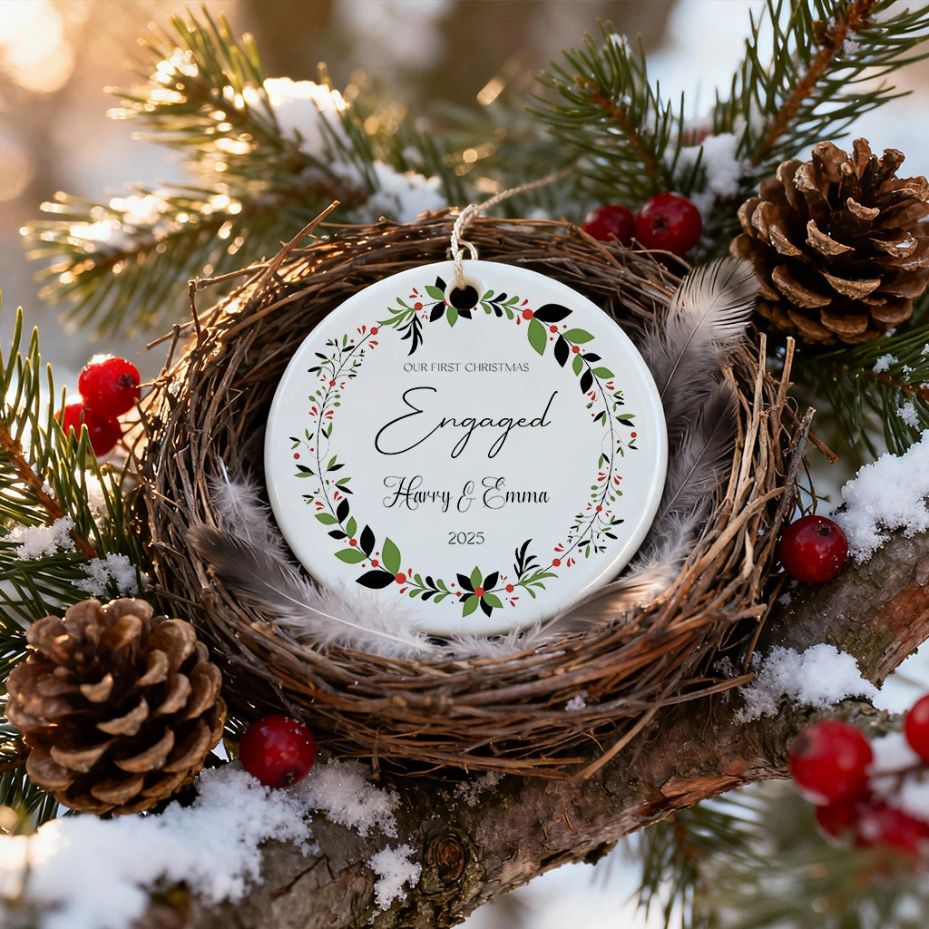 Christmas Berries Engagement Ornament