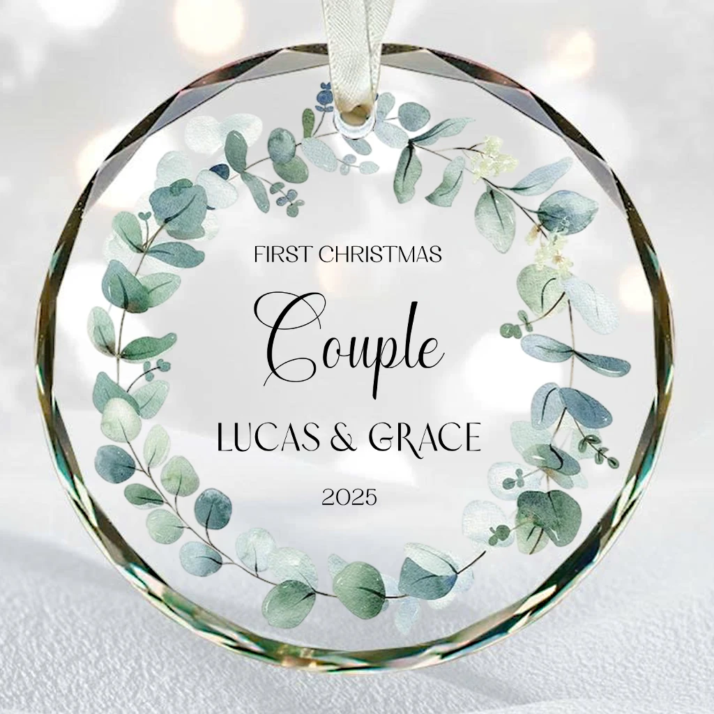 Personalized Couple Name Christmas Ornament 2025 | Custom Engraved Names Gift for Him & Her