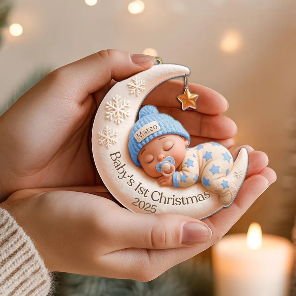 Custom 3D Moon Acrylic Baby Ornament