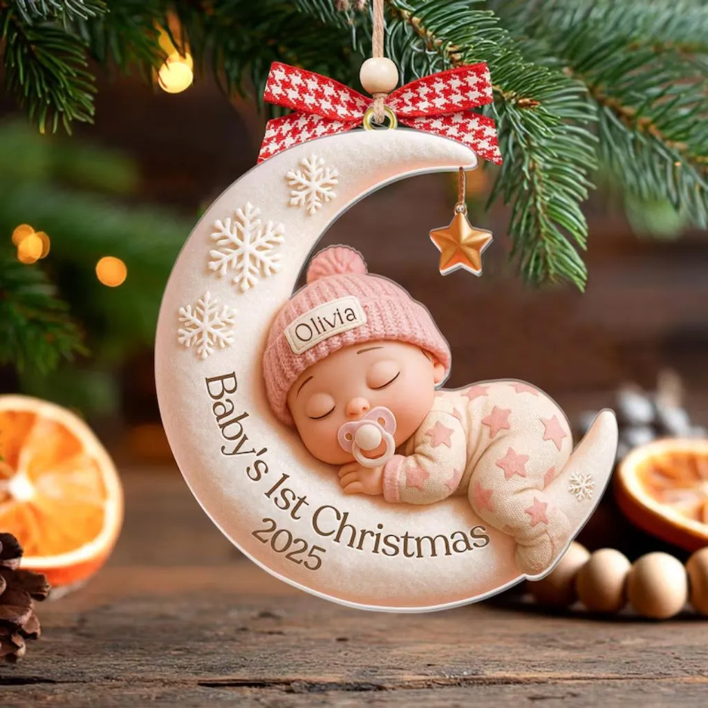 Custom 3D Moon Acrylic Baby Ornament