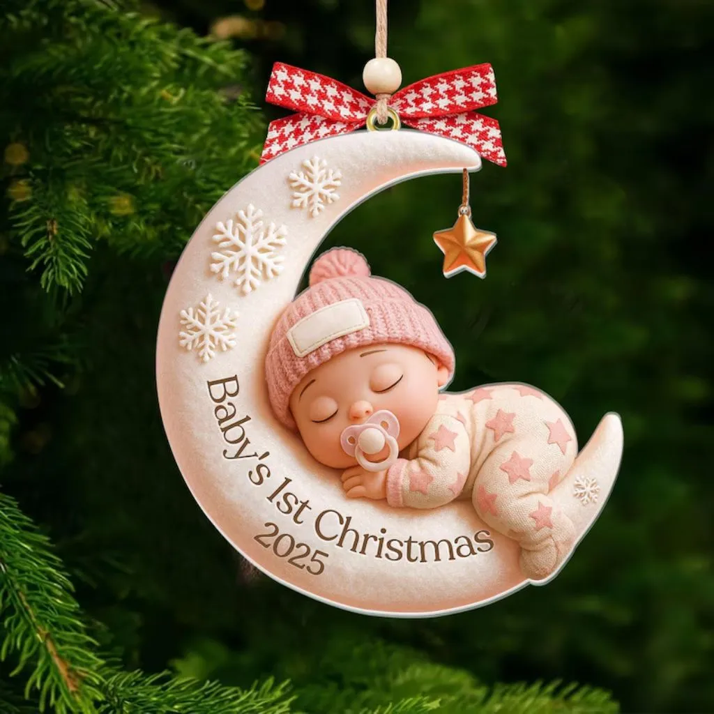 Custom 3D Moon Acrylic Baby Ornament