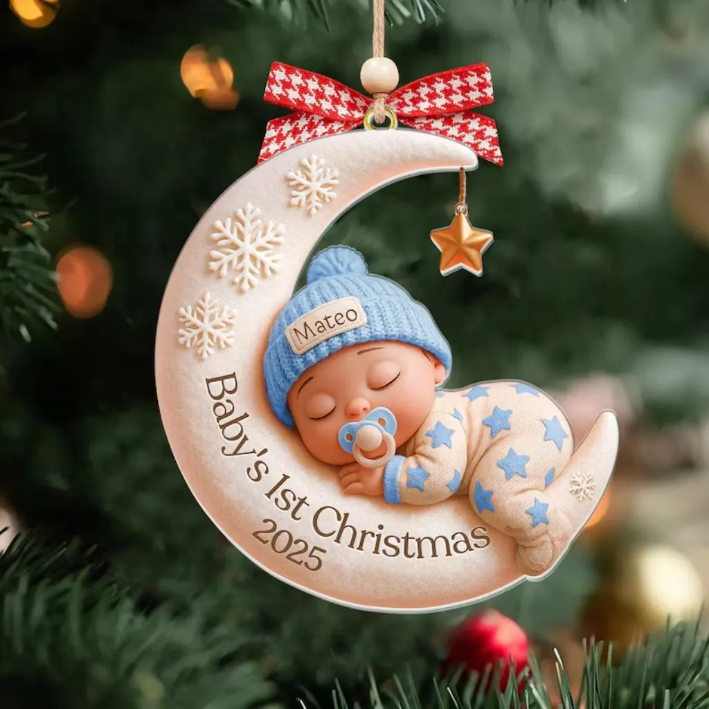 Custom 3D Moon Acrylic Baby Ornament