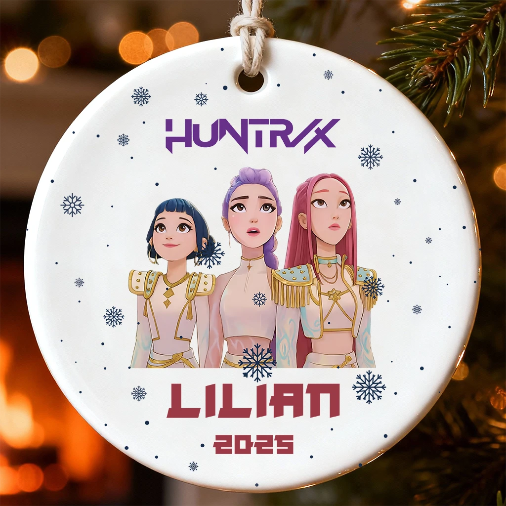 Custom Anime Girl Ceramic Ornament | Personalized Name Christmas Keepsake 2025 | Unique Gift for Anime Fans
