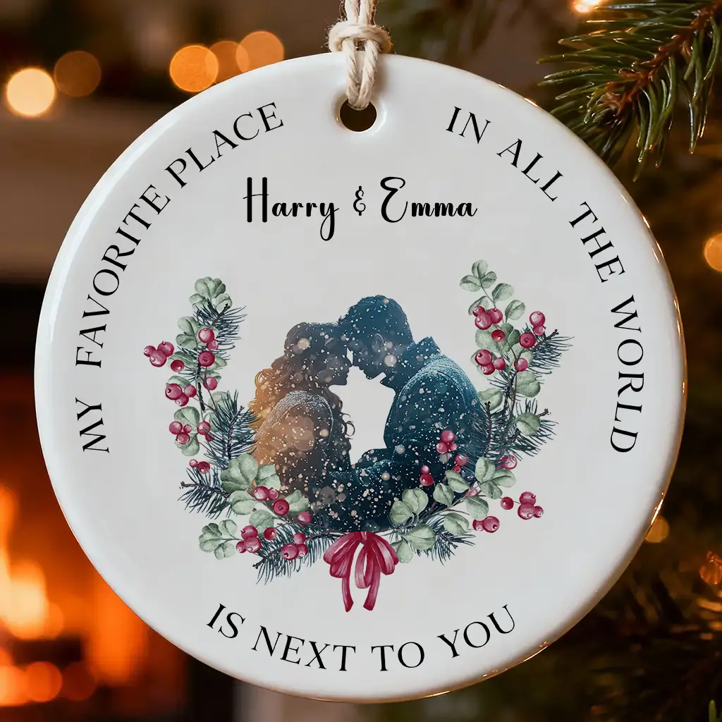 Custom Art Print Together Couple Ornament | Personalized Soulmate Memory Keepsake | Ceramic & Acrylic Options