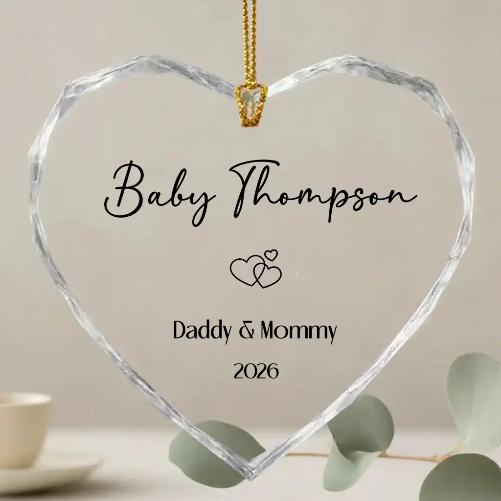 Custom Baby Name Crystal Heart Ornament