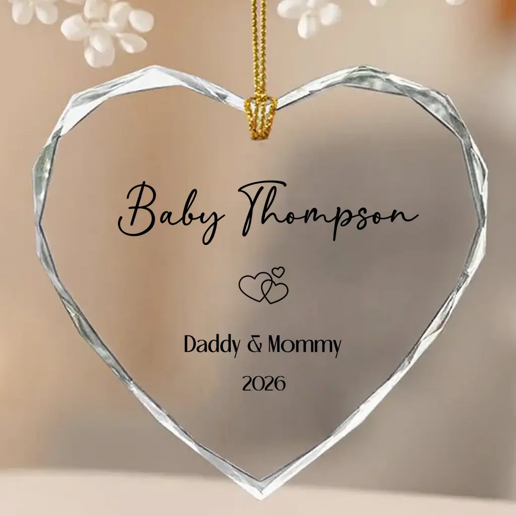 Custom Baby Name Crystal Heart Ornament