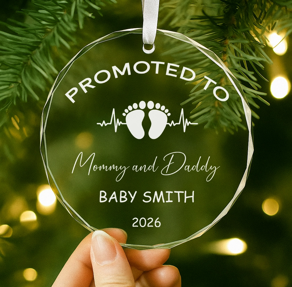 Custom Baby Name Ornament, Personalized Parents To Be Gift 2026, Pregnancy Announcement Footprint Keepsake