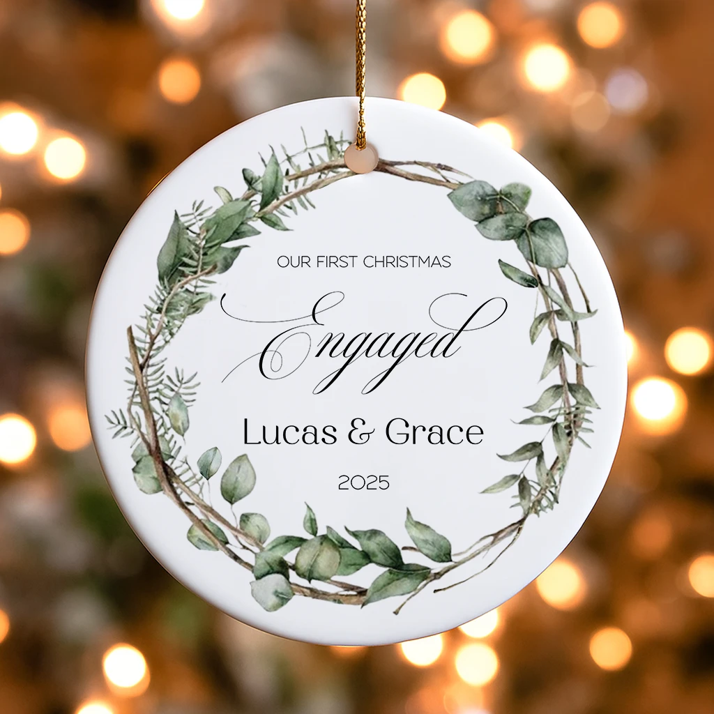 Custom Eucalyptus Engagement Ornament