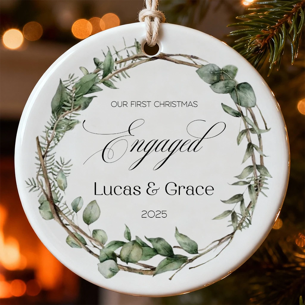 Custom Eucalyptus Engagement Ornament