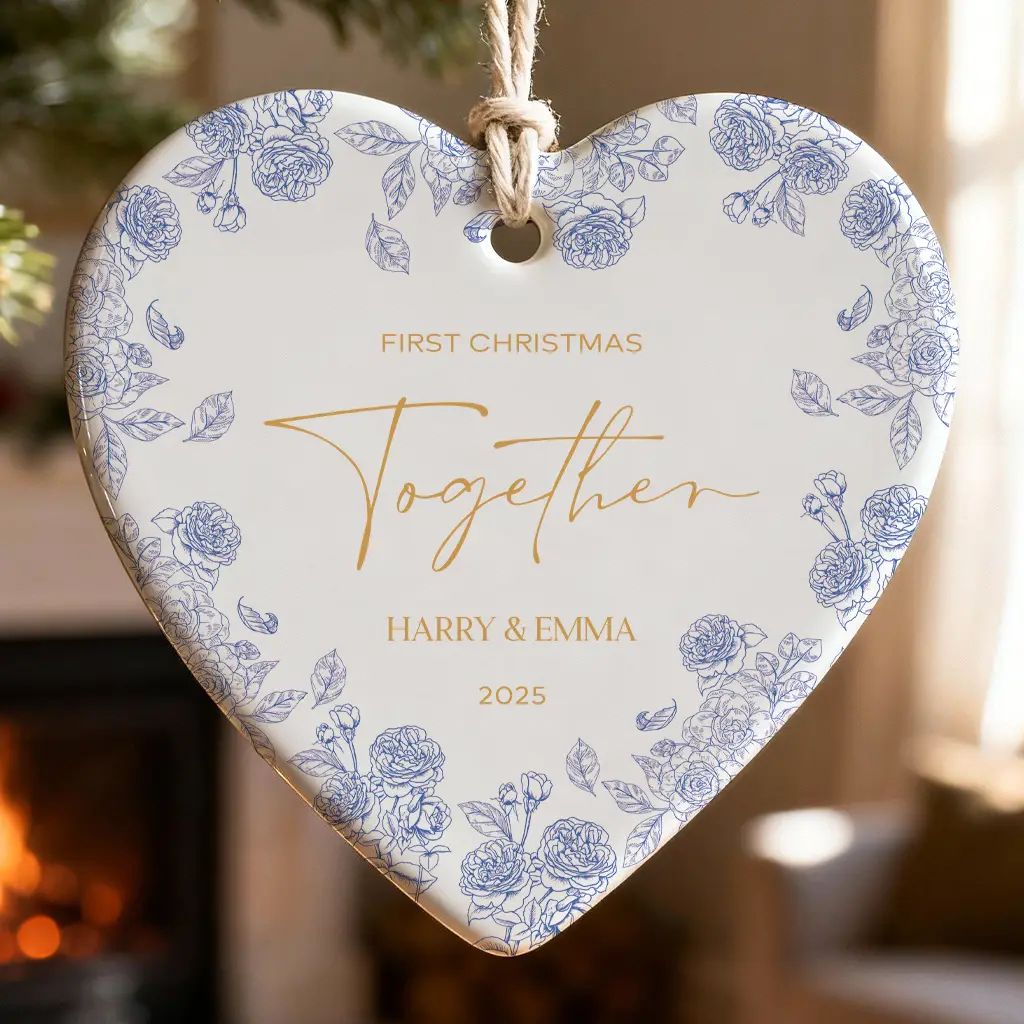 Custom Modern Couple Decor | Personalized Heart Ornament for Home Accent