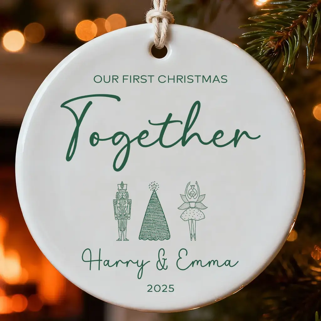 Custom Name Couple Milestone Gift | Personalized First Christmas & Anniversary Keepsake | Multi-Design Ornament