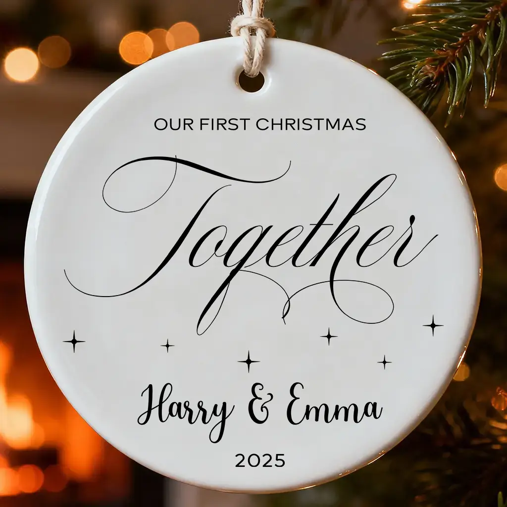 Custom Name Elegant Ceramic Couple Decor | Personalized Keepsake for Home Accent