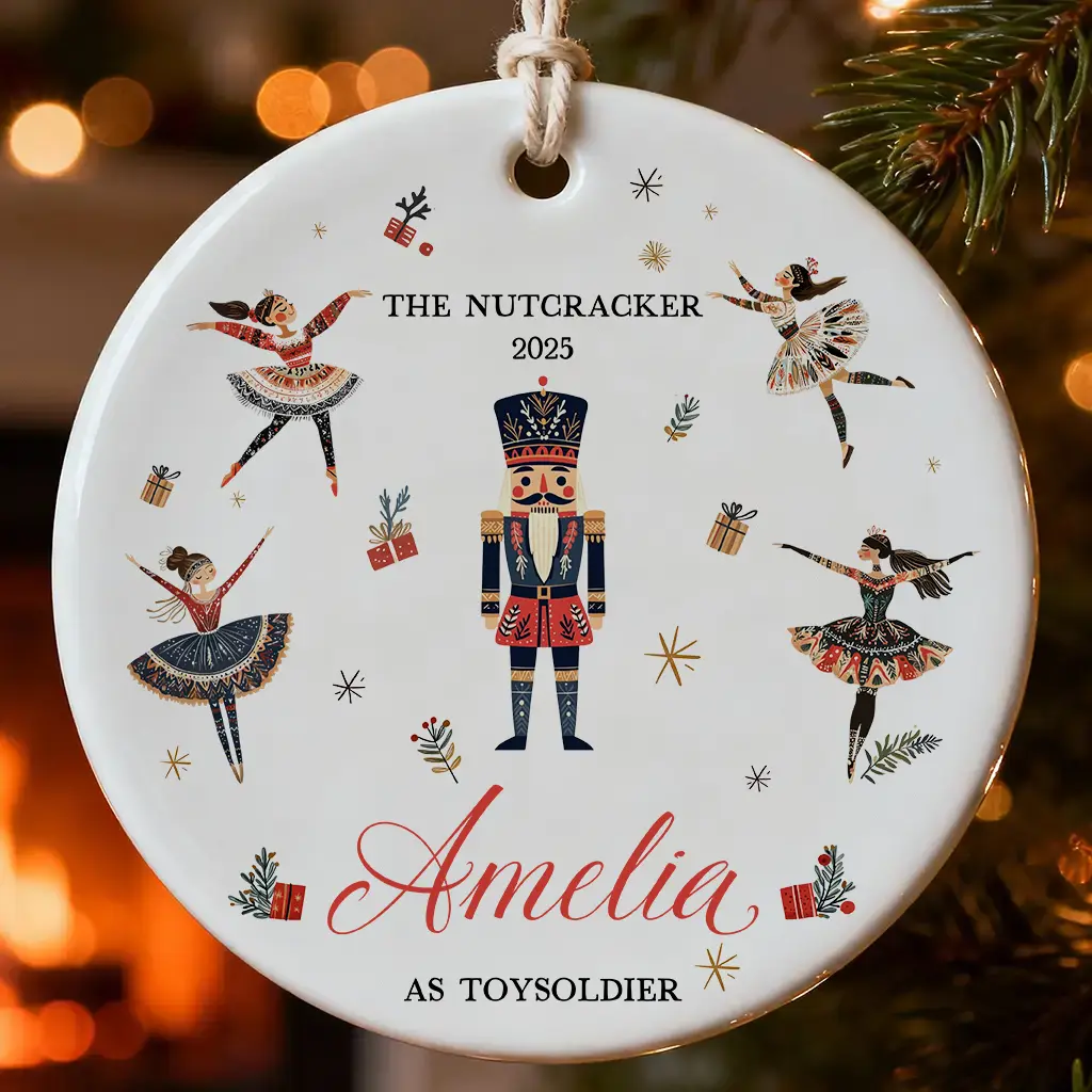 Custom Nutcracker Christmas Ornament | Personalized Ceramic Keepsake Gift 2025 | Perfect Christmas Decoration