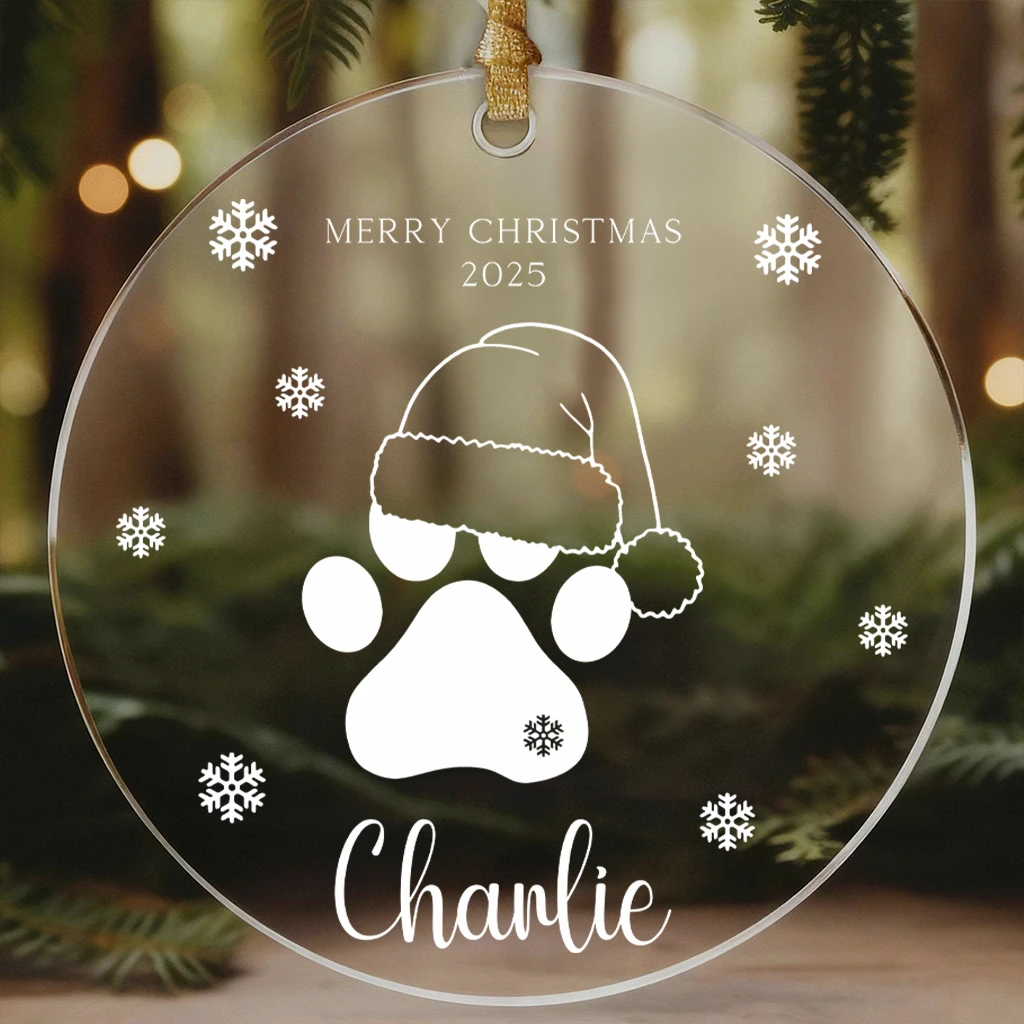 Custom Pet Love Ornament 2025 | Paw Print Design with Name | Perfect Gift for Pet Parents