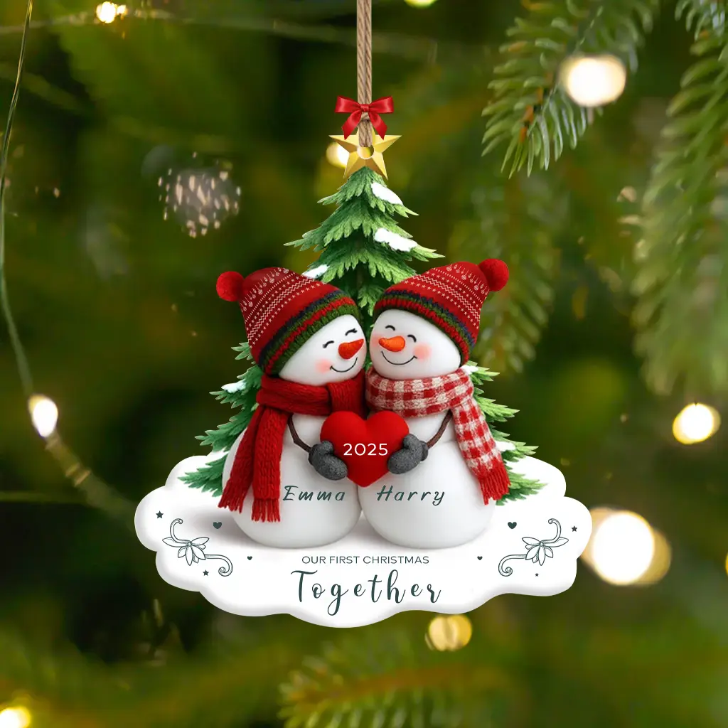 custom snowman couple gift ornament
