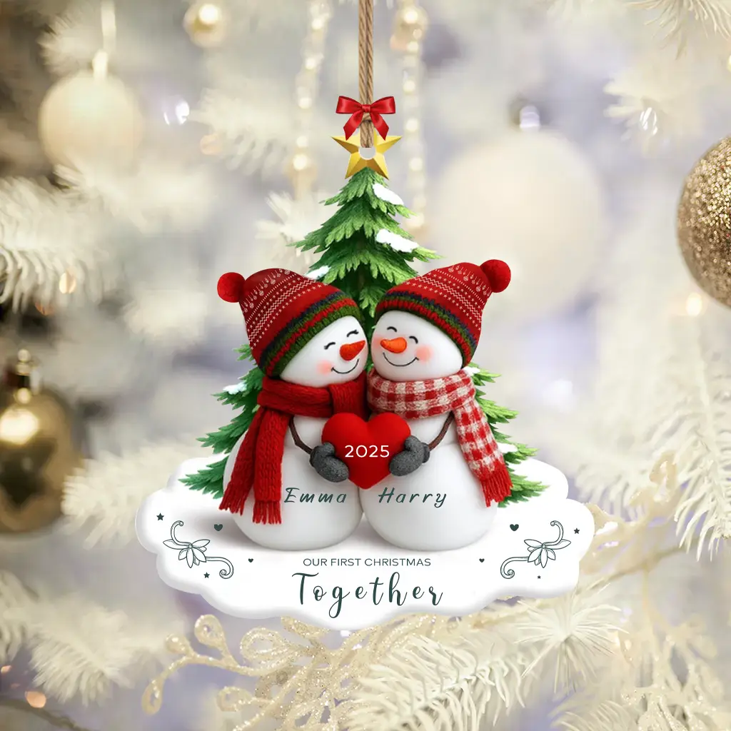 custom snowman couple gift ornament