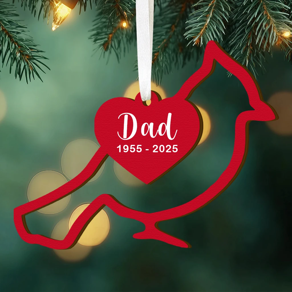 Custom Wooden Cardinal Memorial Ornament | Personalized Keepsake Honoring Loved Ones Always Near